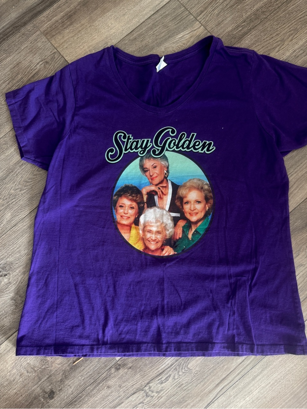 Iconic Golden Girls "Stay Golden" V-Neck Graphic Tee XXL